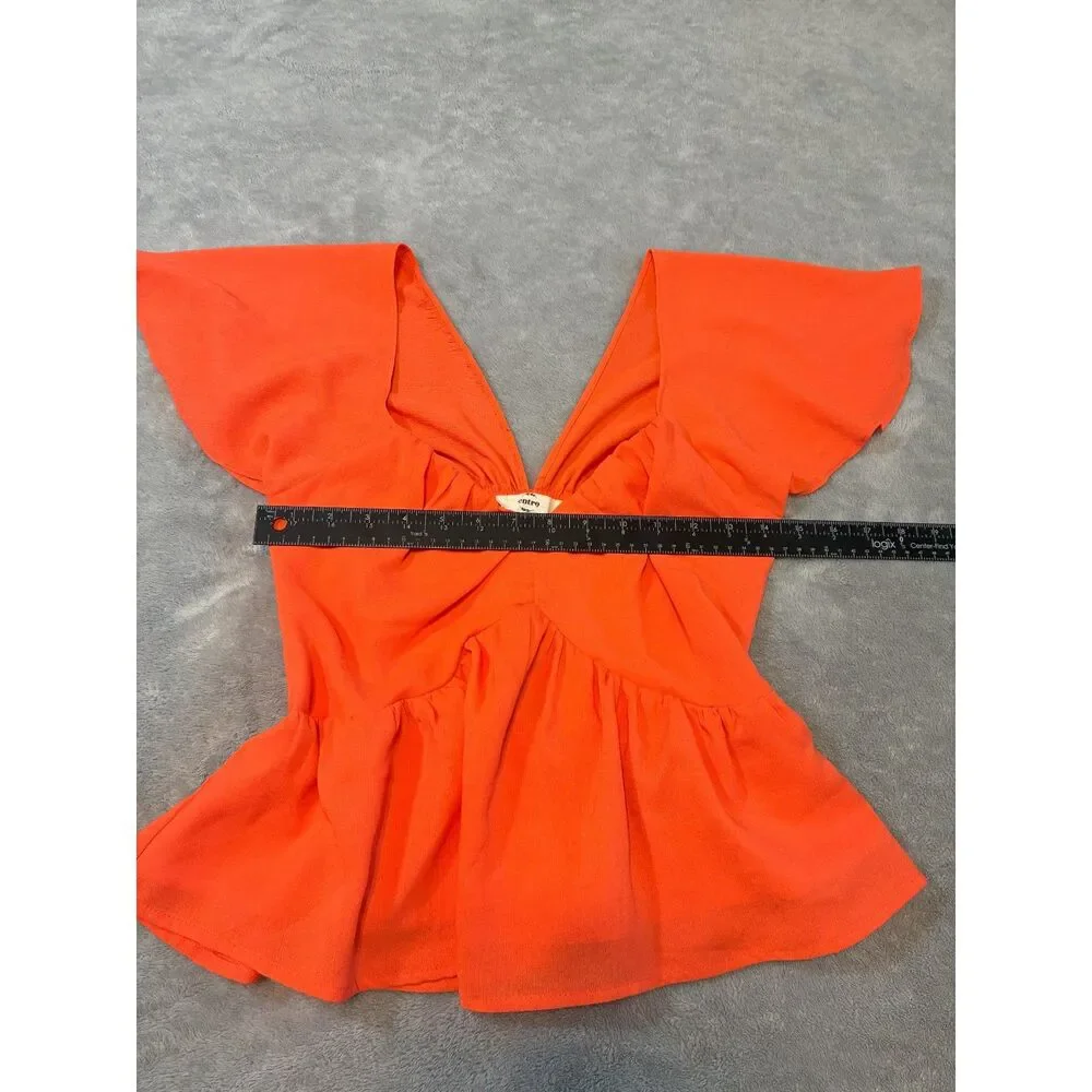 Entro Babydoll Orange Blouse - Picture 5 of 6